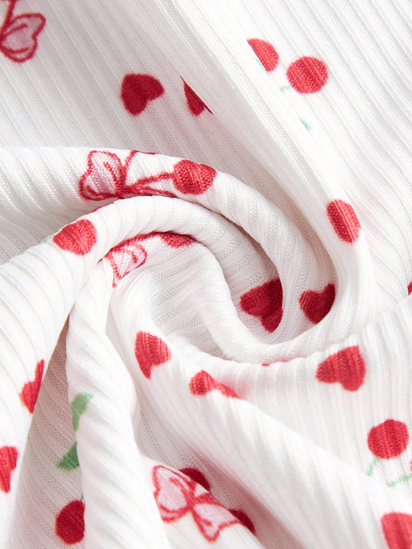 Sweetness Camiseta con estampado de cerezas y encaje en contraste