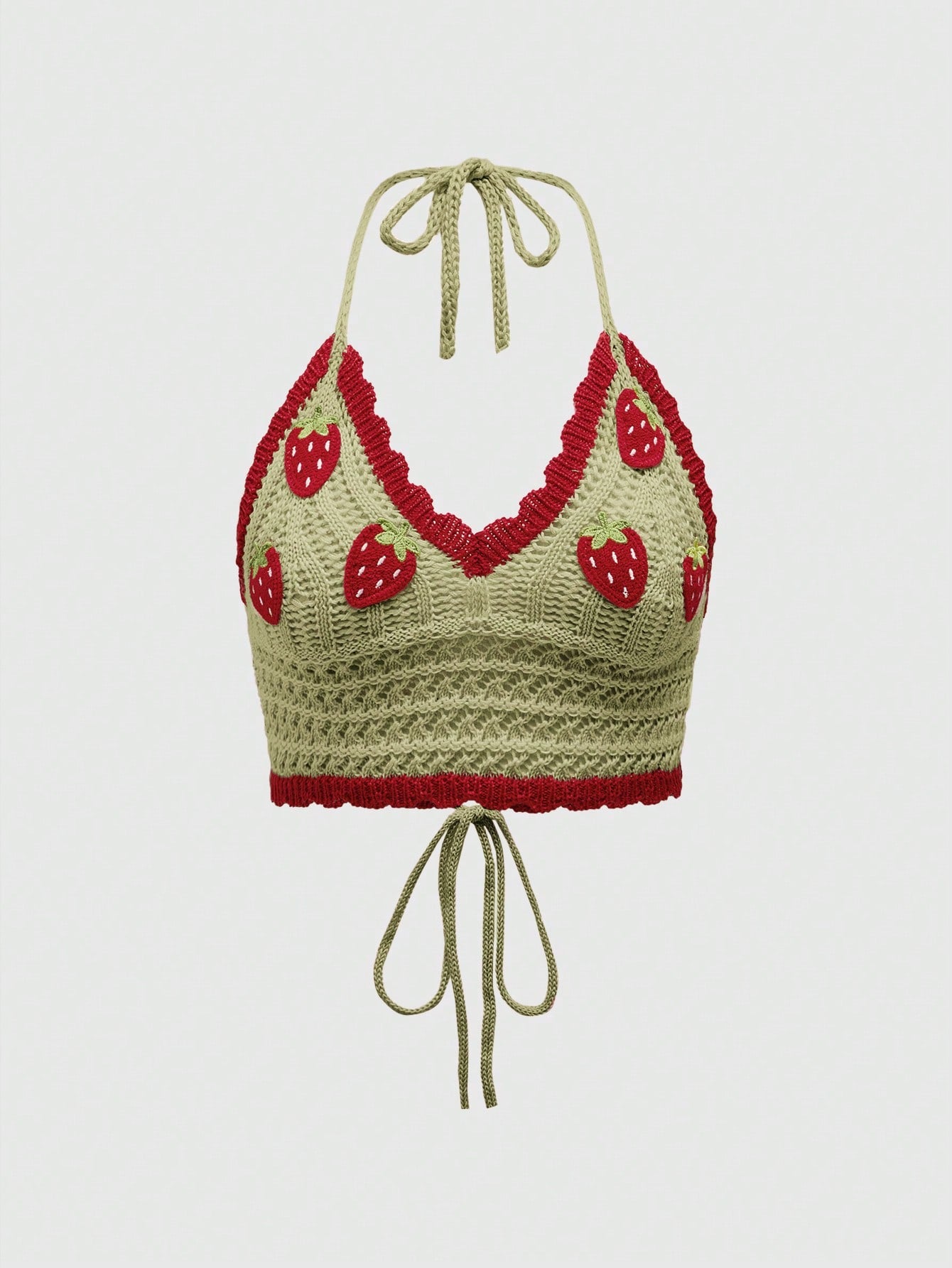 Sweetness Suéter crochet adorable con colgante al cuello con diseño de fresa, para la escuela
