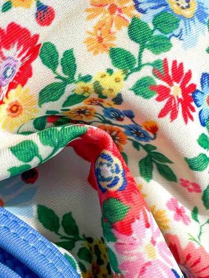 Sweetra Conjunto de bikini rosa con estampado floral diminuto para mujer