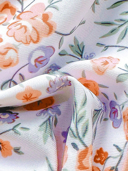 Swim Mod Conjunto de bikini rosa con estampado floral diminuto para mujer