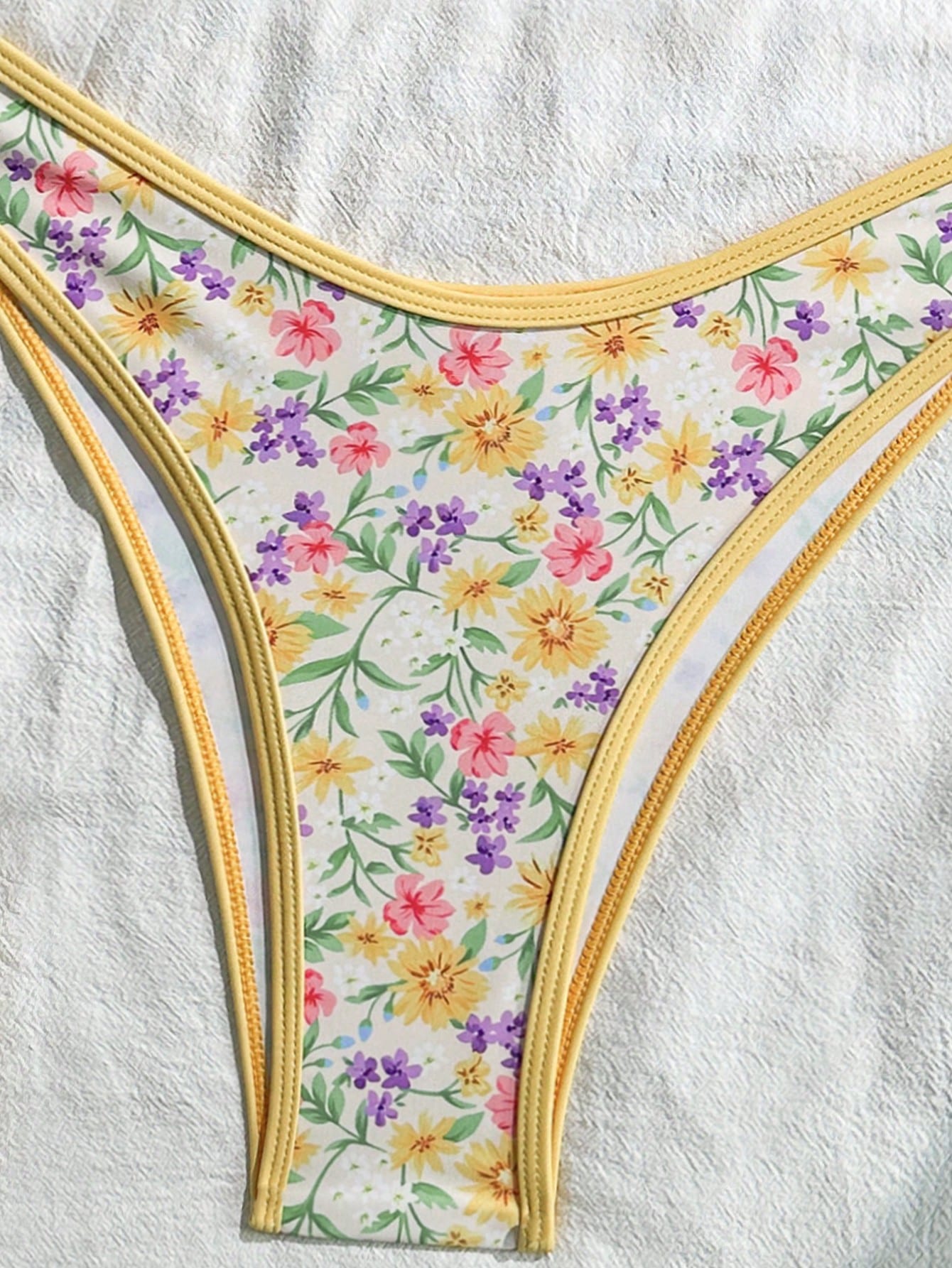 Swim Mod Conjunto de bikini vintage floral rosa pálido para mujer
