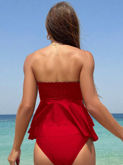 Swim Mod Conjunto de ropa de verano para mujer para la playa, top tipo tirantes y conjunto de bikini