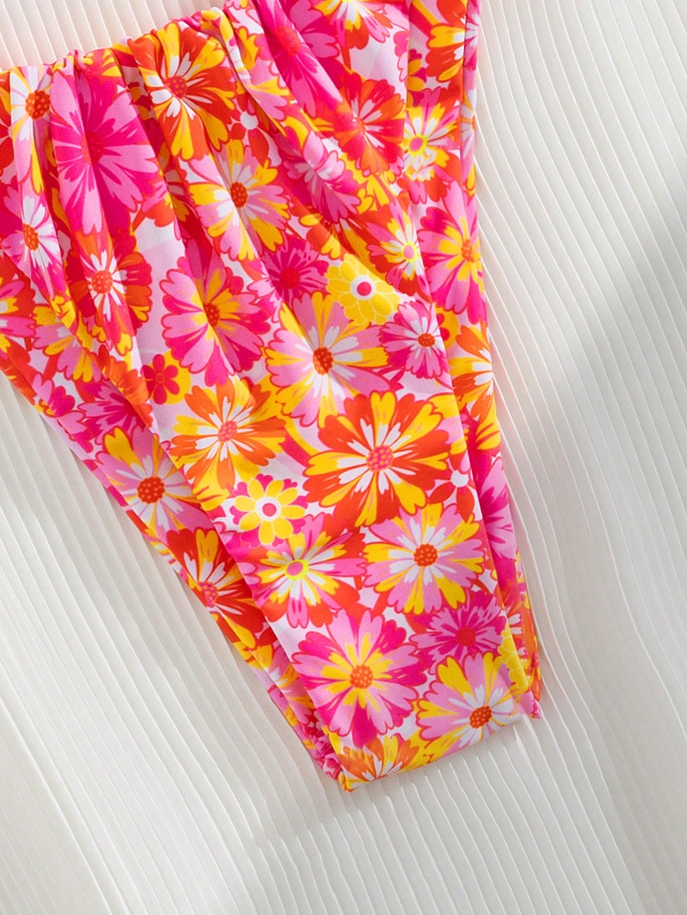 Swim Mod Set de bikini sexy de 2 piezas para mujer con estampado de planta tropical, efecto arrugado, sin aros y reversible para el verano