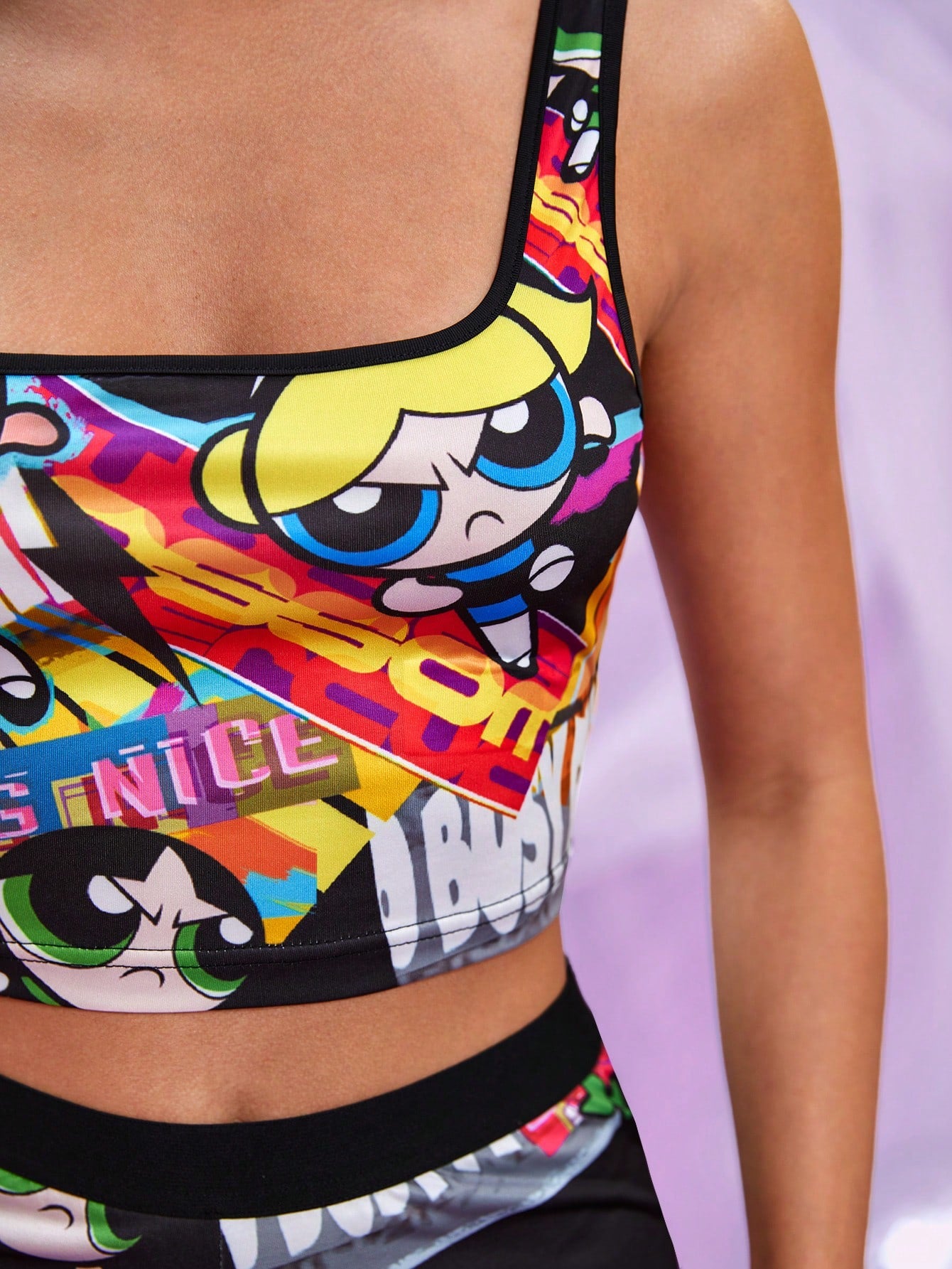 THE POWERPUFF GIRLS X SHEIN 1 camiseta sin mangas con gráfico de dibujos animados y letras