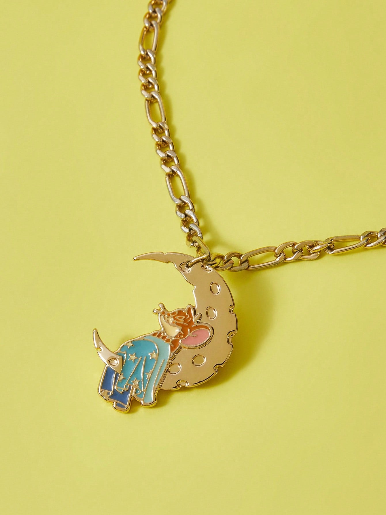 TOM & JERRY X SHEIN 1 pieza Gargantilla con dije de luna y ratón con decoración de perlas artificiales cultivadas a la moda para mujer para decoración diaria