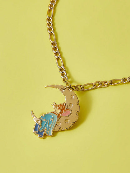 TOM & JERRY X SHEIN 1 pieza Gargantilla con dije de luna y ratón con decoración de perlas artificiales cultivadas a la moda para mujer para decoración diaria