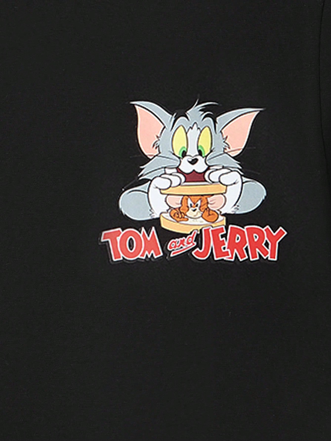 TOM & JERRY X SHEIN Camiseta Corta Con Dibujos Animados Y Letras, Con Caída De Hombro