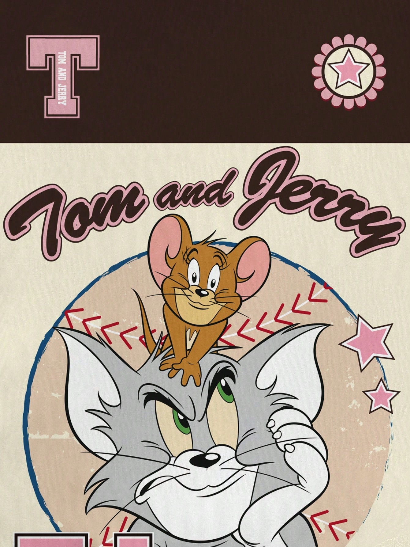 TOM & JERRY X SHEIN Camiseta ajustada con gráfico de dibujos animados y bloques de color para mujer