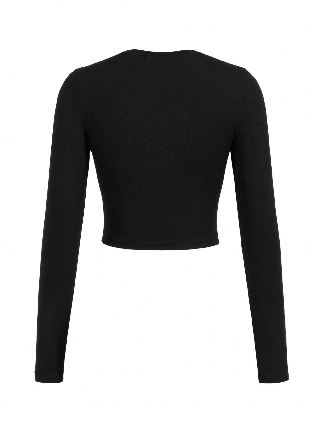 TOM & JERRY X SHEIN Camiseta ajustada de manga larga con impresión de dibujos animados y letras, camiseta gráfica para mujer, informal