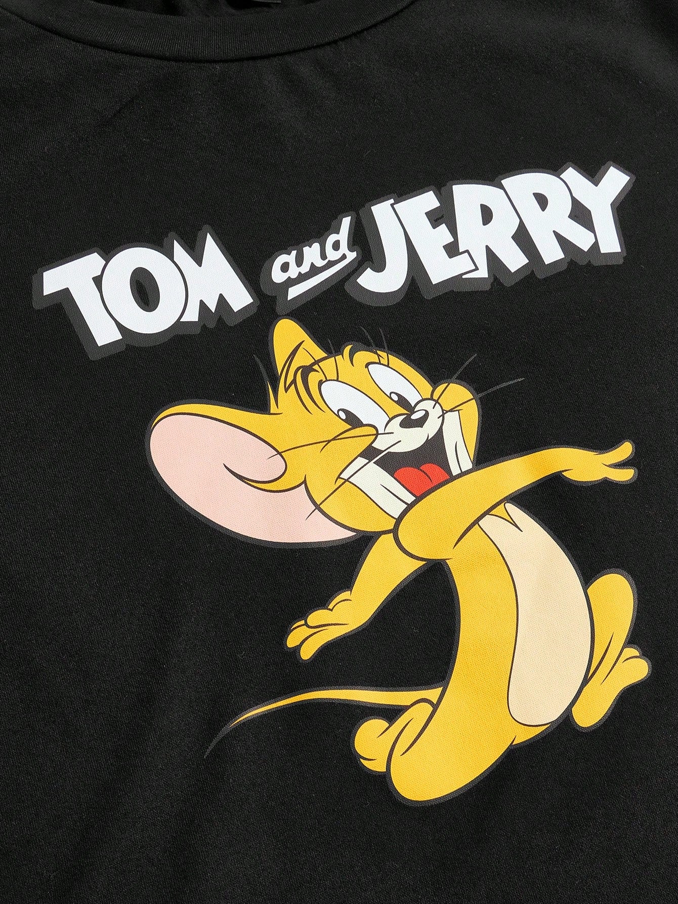 TOM & JERRY X SHEIN Camiseta ajustada de manga larga con impresión de dibujos animados y letras, camiseta gráfica para mujer, informal