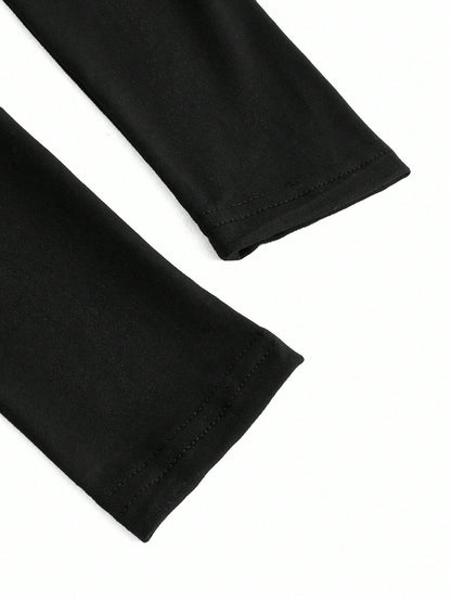 TOM & JERRY X SHEIN Camiseta de manga larga de ajuste ceñido con estampado de letras y dibujos animados para mujer, de estilo casual