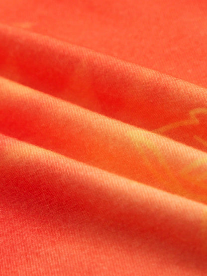 The White Lotus Blusa de verano casual de vacaciones para mujer con estampado de teñido anudado y floral, ajustada y con volantes, en color naranja con escote halter