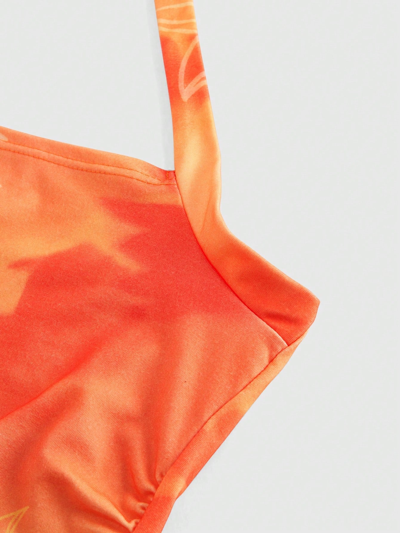 The White Lotus Blusa de verano casual de vacaciones para mujer con estampado de teñido anudado y floral, ajustada y con volantes, en color naranja con escote halter