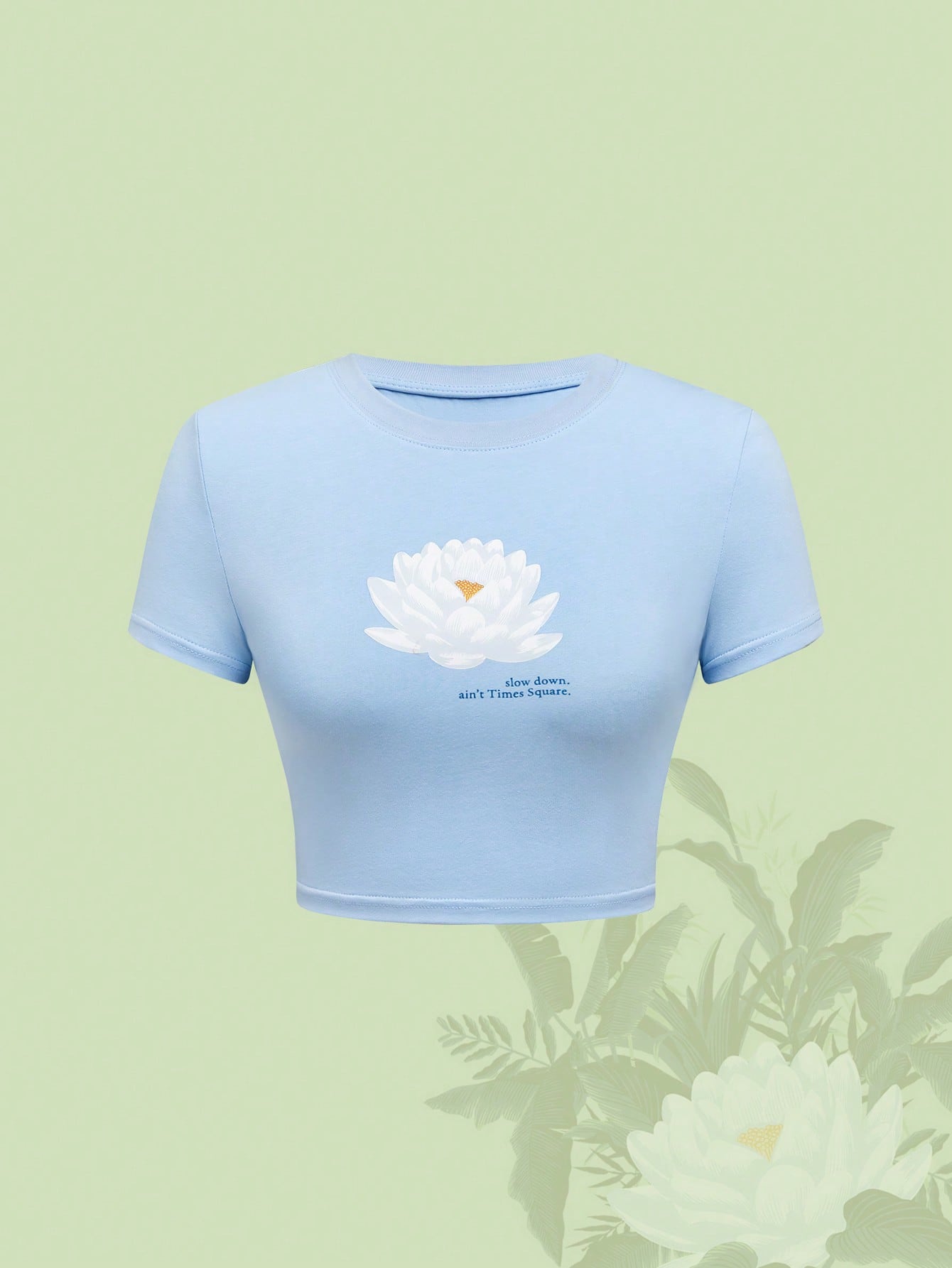 The White Lotus Camiseta de manga corta de cuello redondo ajustada con estampado floral para mujer