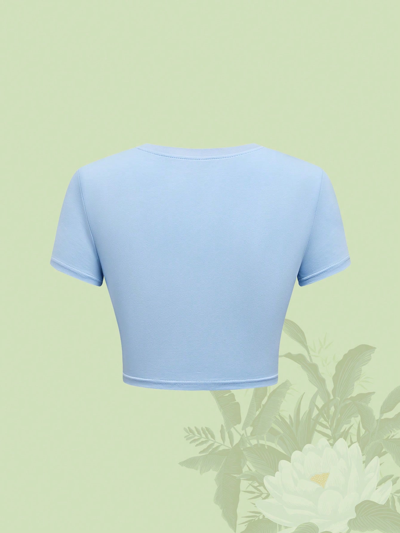 The White Lotus Camiseta de manga corta de cuello redondo ajustada con estampado floral para mujer