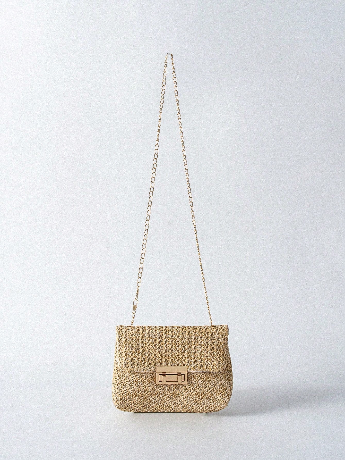 Tropiscape Bolso cruzado de unicolor dorado tejido a la moda, adecuado para el uso diario de las mujeres, que combina perfectamente con los atuendos de vacaciones. Vibraciones de vacaciones, relajación de vacaciones, pla