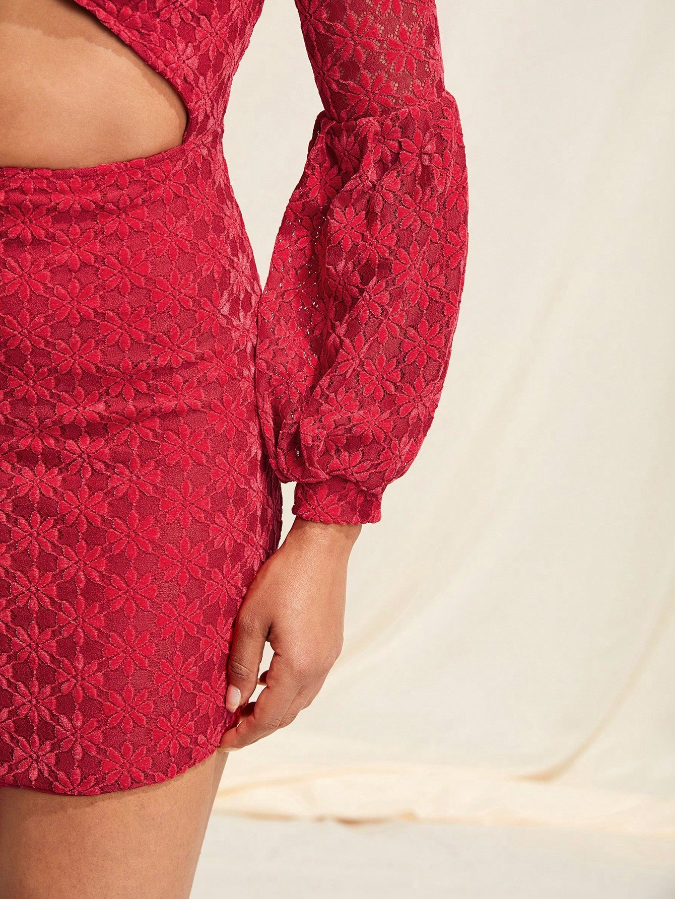 VALERIA GÓMEZ Vestido romántico de manga larga con corte de encaje diseñador, vestido elegante, ropa de mujer de otoño