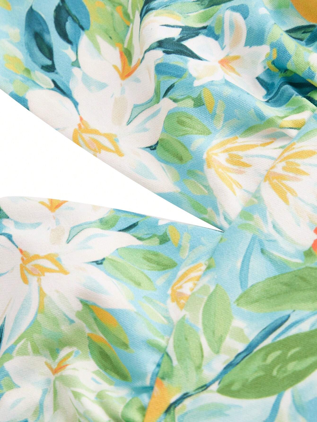 VRSO Top corto halterneck de corte ajustado para mujer con estampado floral para vacaciones