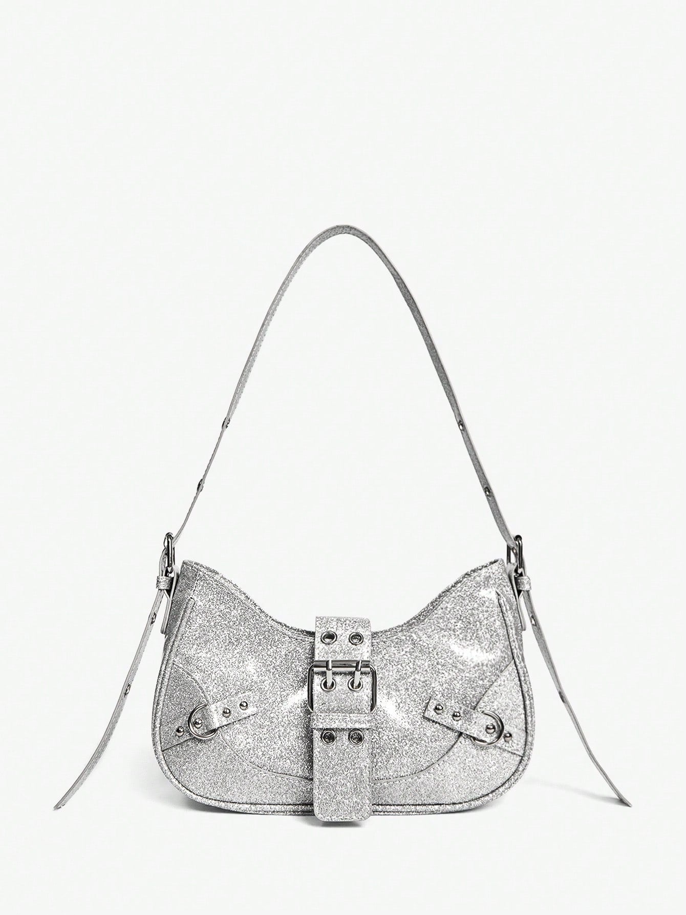 Viva Strut 1 pieza Bolso bandolera con decoración de remaches, estilo punk, ajustable, para mujeres y adolescentes, estilo Y2K