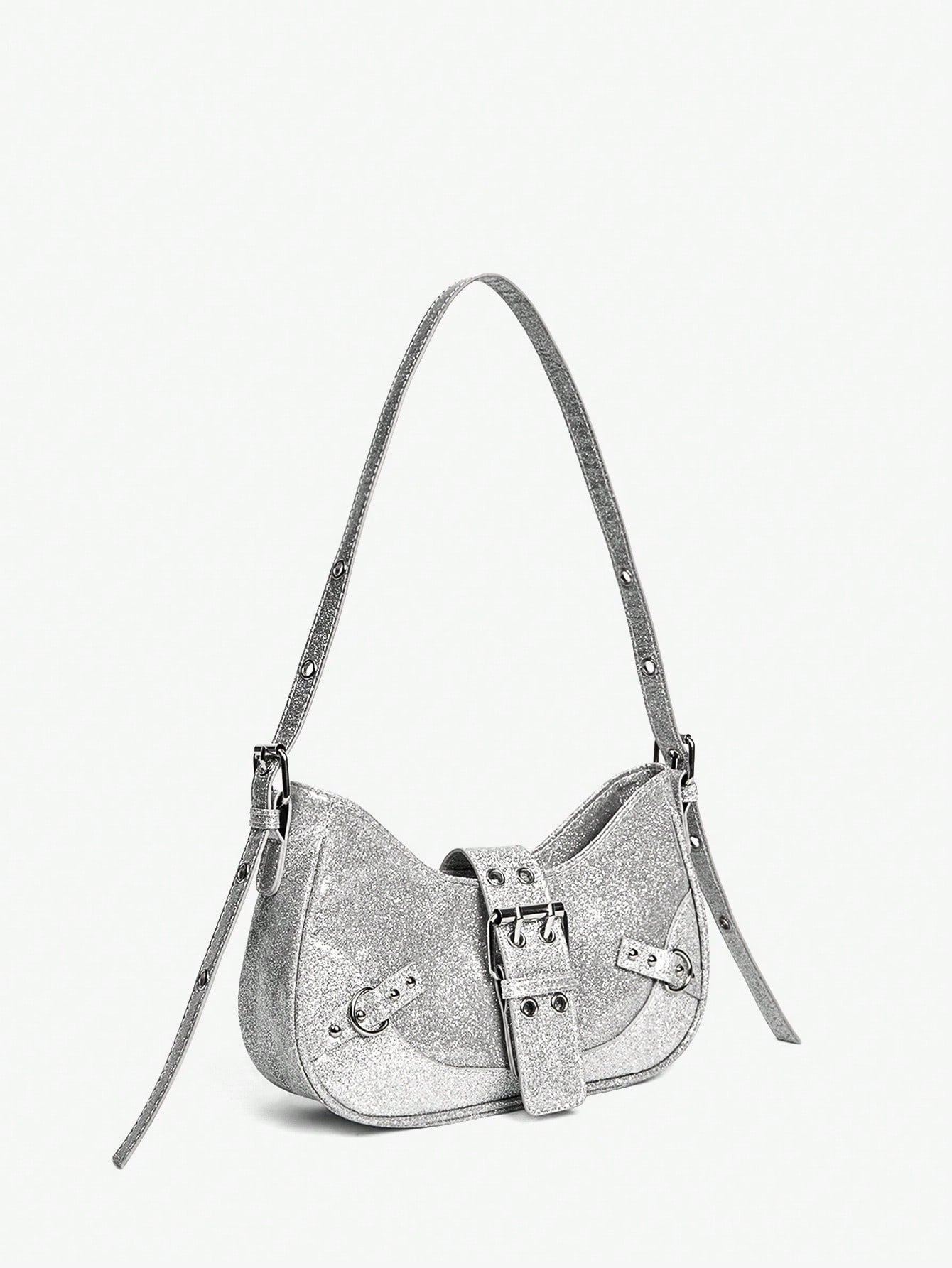 Viva Strut 1 pieza Bolso bandolera con decoración de remaches, estilo punk, ajustable, para mujeres y adolescentes, estilo Y2K