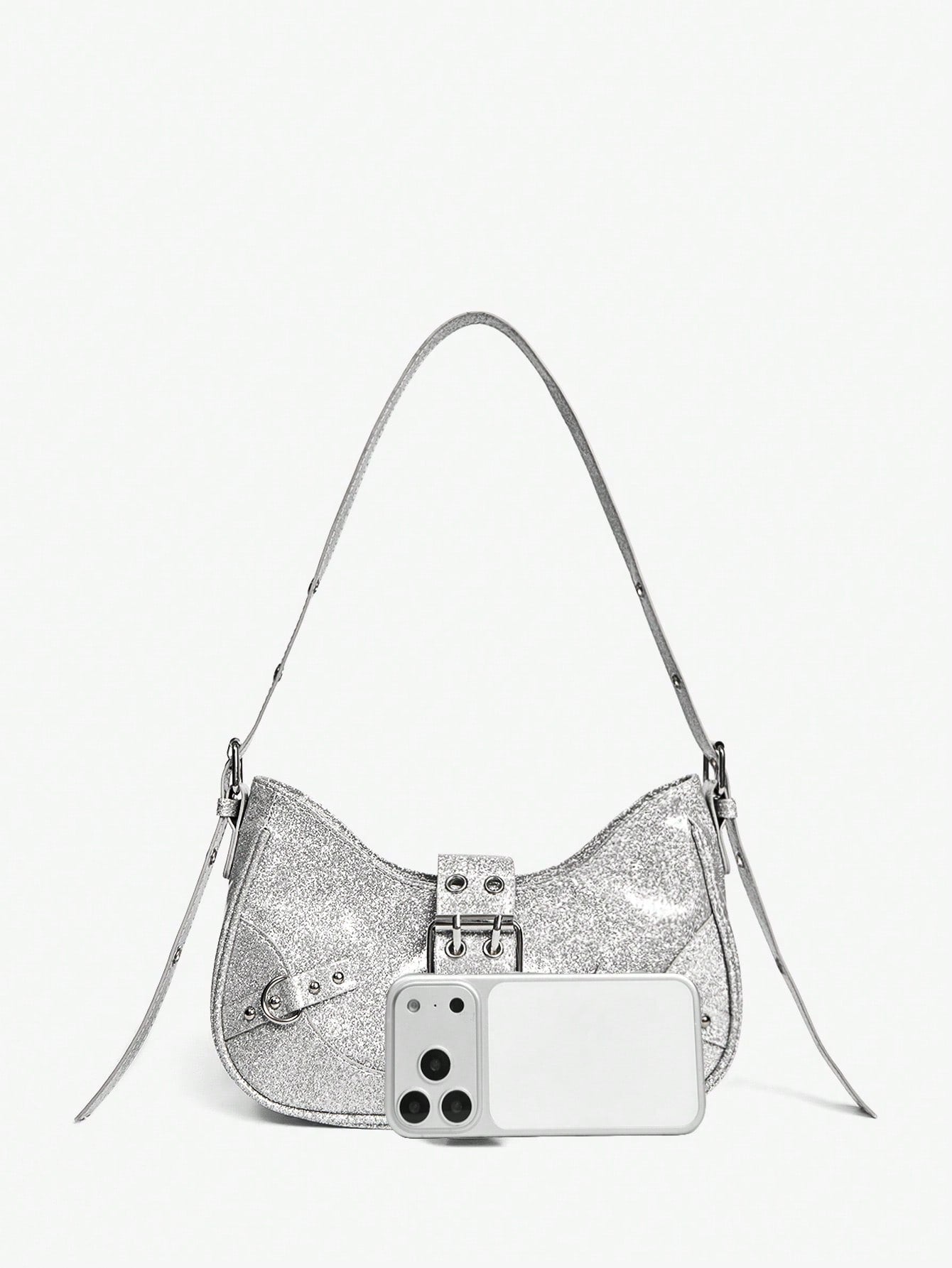 Viva Strut 1 pieza Bolso bandolera con decoración de remaches, estilo punk, ajustable, para mujeres y adolescentes, estilo Y2K