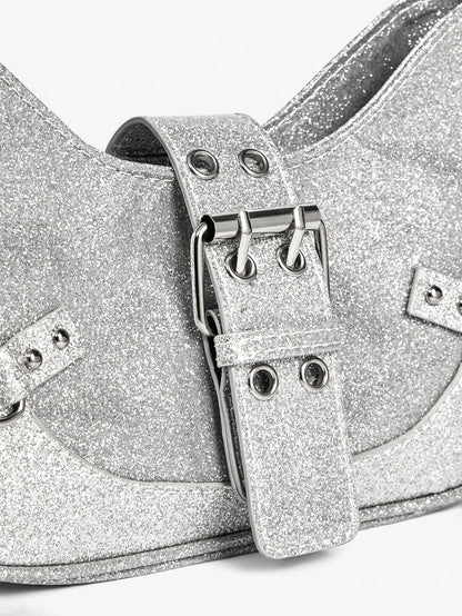 Viva Strut 1 pieza Bolso bandolera con decoración de remaches, estilo punk, ajustable, para mujeres y adolescentes, estilo Y2K