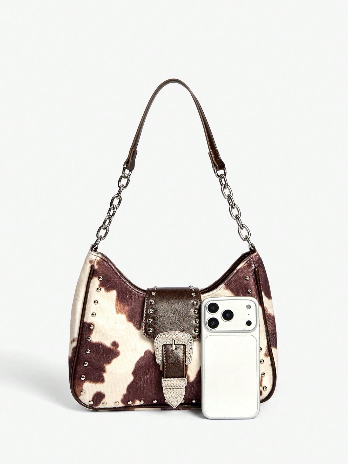 Viva Strut Bolso de hombro para damas y mujeres, bolso hobo, de moda, personalizado, sencillo, versátil, de calle, dulce y fresco para chicas, chicas calientes, Y2K, retro, remaches, vintage, estampado de leopardo, estam