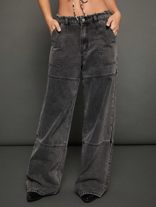 WESTFADE Jeans de verano de pierna ancha y utilidad de primera calidad sin estiramiento