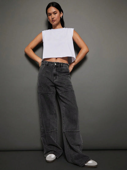 WESTFADE Jeans de verano de pierna ancha y utilidad de primera calidad sin estiramiento