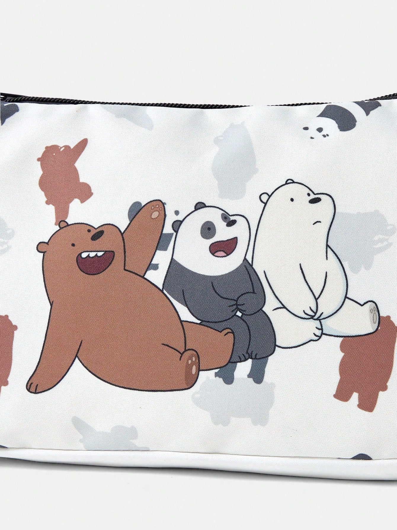 We Bare Bears X SHEIN 1 pieza Bolso de hombro con estampado de oso, adecuado para estudiantes universitarios, compras, fiestas y entrenamientos