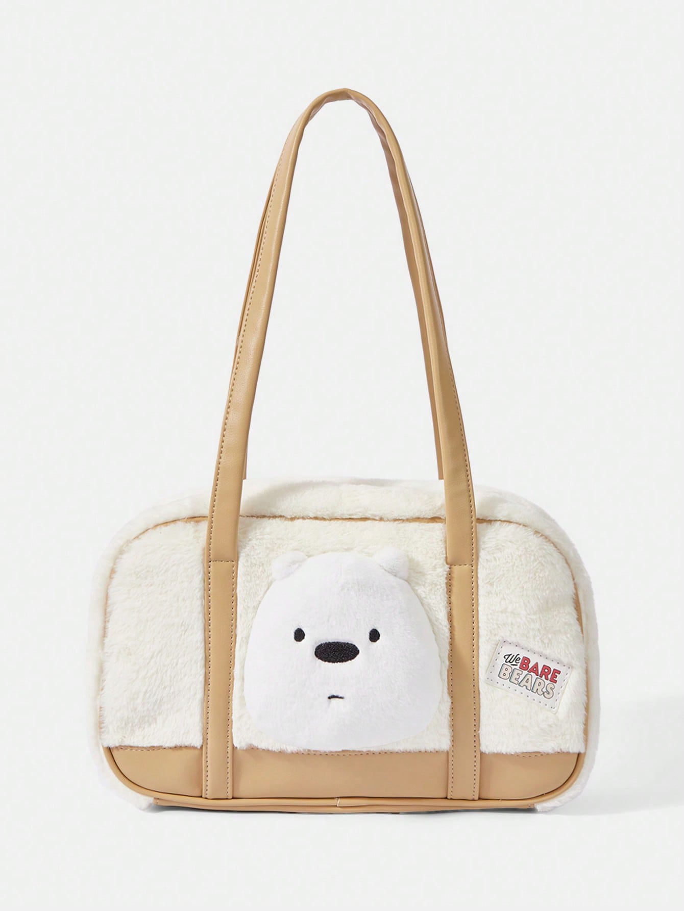 We Bare Bears X SHEIN 1 pieza Bolso de mano grande de estilo fashionable, de pana color caqui y con capacidad amplia