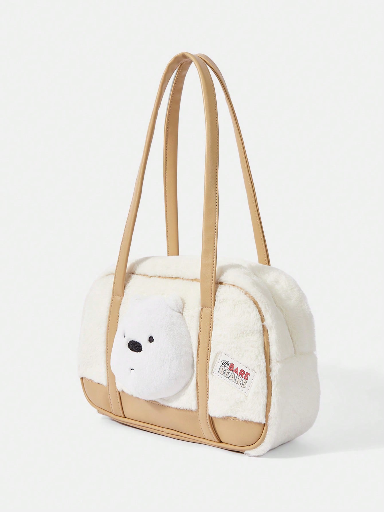 We Bare Bears X SHEIN 1 pieza Bolso de mano grande de estilo fashionable, de pana color caqui y con capacidad amplia