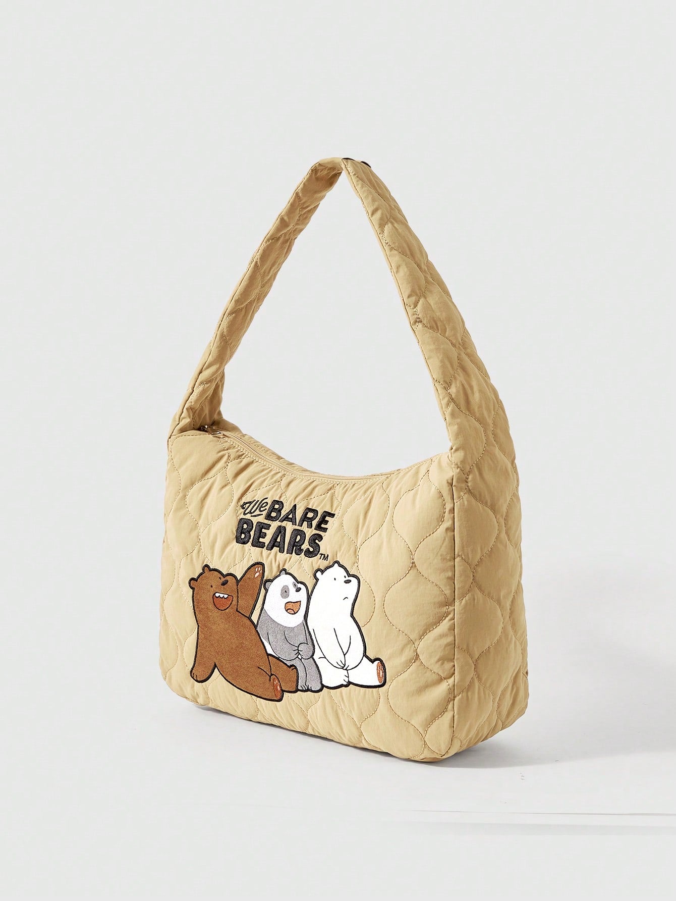 We Bare Bears X SHEIN Bolso de hombro para damas y mujeres, de estilo de dibujos animados, acolchado, de moda, personalizado, sencillo, versátil, de calle, dulce y fresco para chicas, chicas calientes, de gran capacidad,