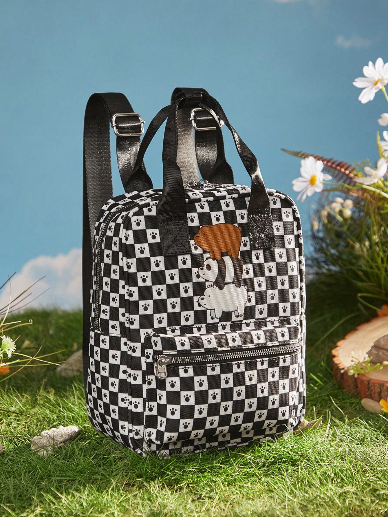 We Bare Bears X SHEIN Mochila linda y de moda con estampado de dibujos animados para mujer