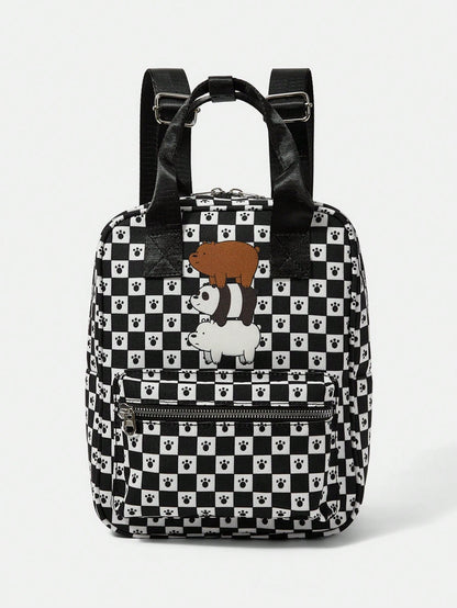 We Bare Bears X SHEIN Mochila linda y de moda con estampado de dibujos animados para mujer