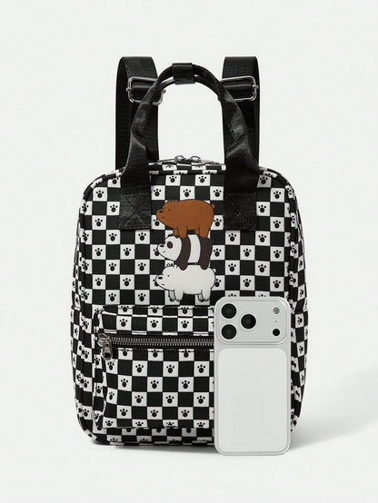 We Bare Bears X SHEIN Mochila linda y de moda con estampado de dibujos animados para mujer