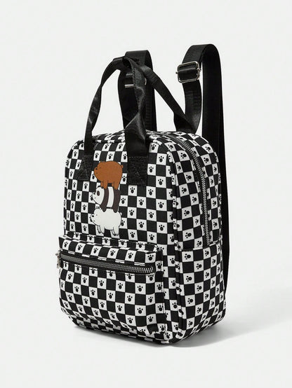 We Bare Bears X SHEIN Mochila linda y de moda con estampado de dibujos animados para mujer