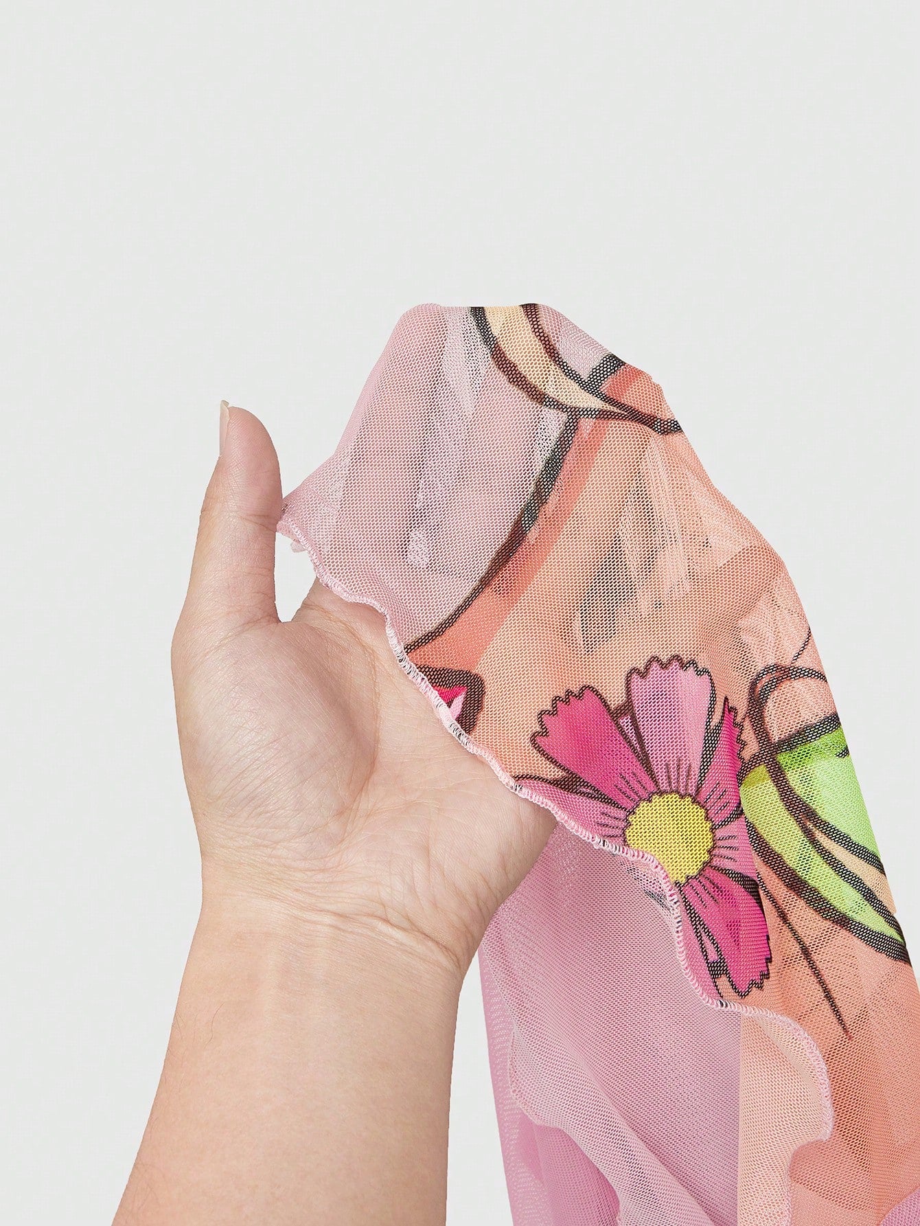 Winx Club X ROMWE Top corto transparente ajustado con estampado de personaje de dibujos animados para mujer, color rosa