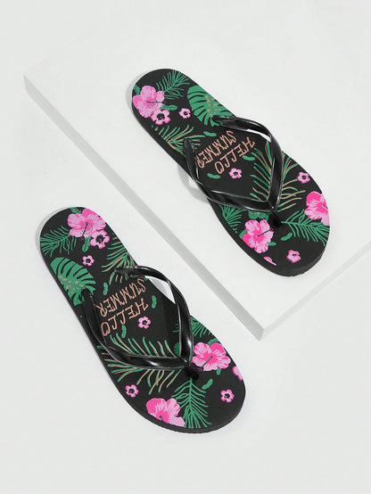 Zapatos de mujer ligeros con estampado de flores, sandalias de playa de moda negras para vacaciones de verano, zapatos de verano en oferta, zapatos de vuelta al colegio, zapatos de estudiante universitario, zapatos de Halloween