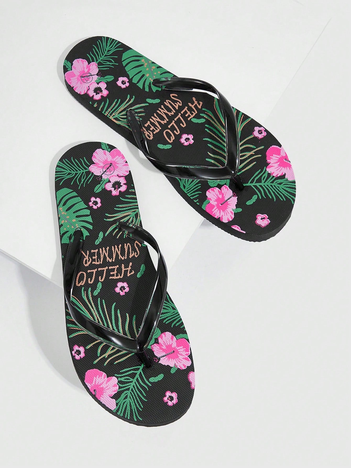 Zapatos de mujer ligeros con estampado de flores, sandalias de playa de moda negras para vacaciones de verano, zapatos de verano en oferta, zapatos de vuelta al colegio, zapatos de estudiante universitario, zapatos de Halloween