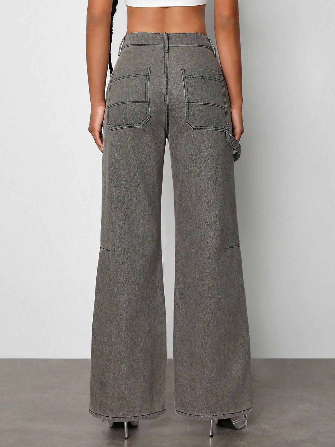 Zisun Pantalones cargo de mezclilla gris diseñador, ropa de mujer, para el verano