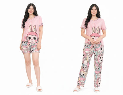 Set Pijama Sweet Bunny – Polo + Pantalón + Short