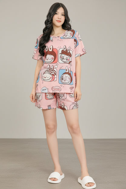 Set Pijama Bunny Pop Pink – Polo + Short + Pantalón