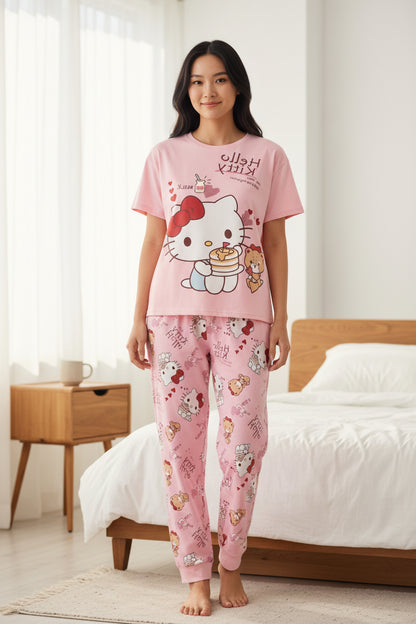 Set Pijama Rosado Polo + Short + Pantalón