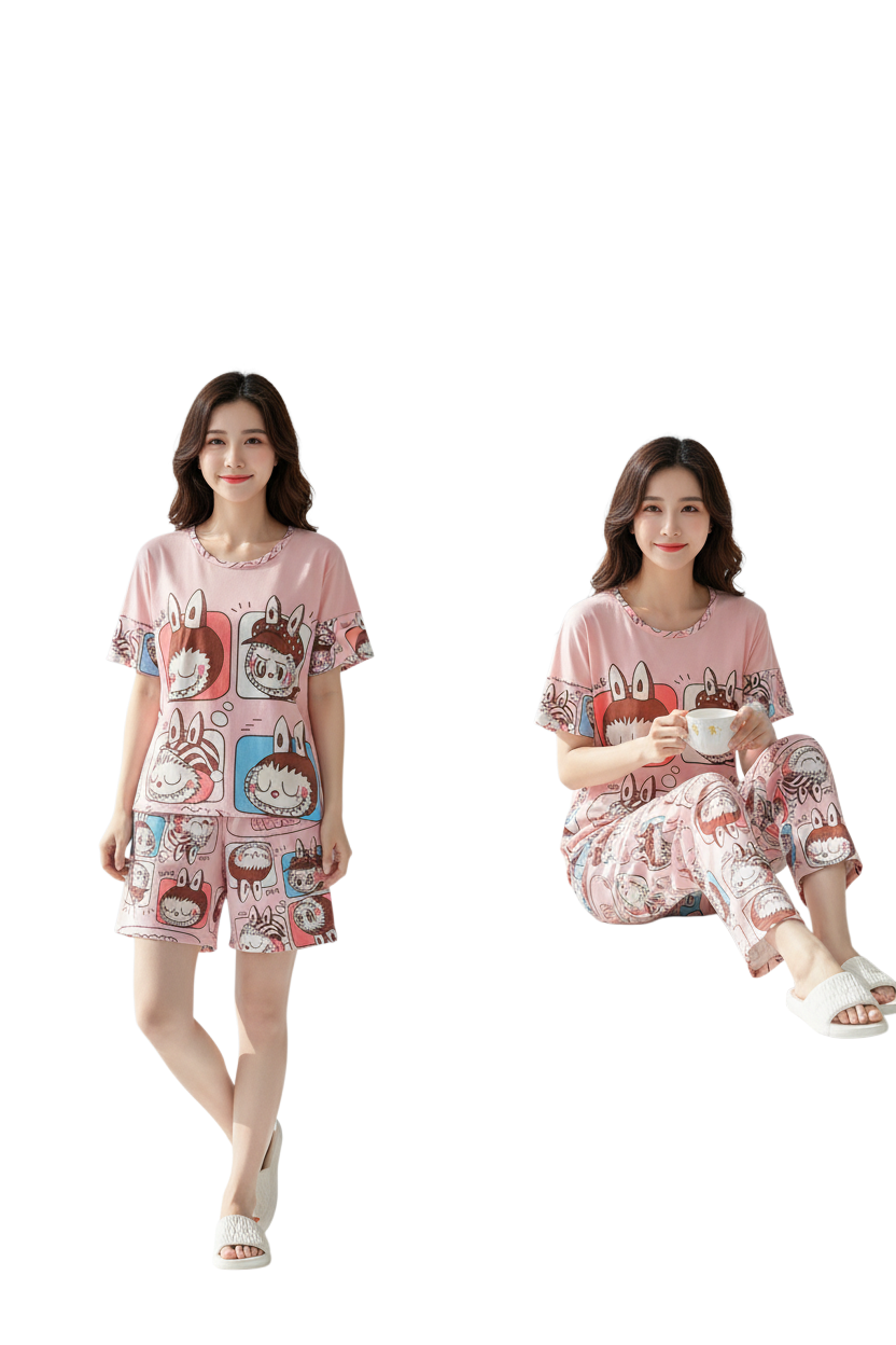 Set Pijama Bunny Pop Pink – Polo + Short + Pantalón