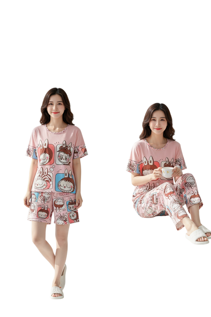 Set Pijama Bunny Pop Pink – Polo + Short + Pantalón