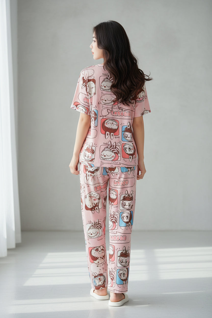 Set Pijama Bunny Pop Pink – Polo + Short + Pantalón