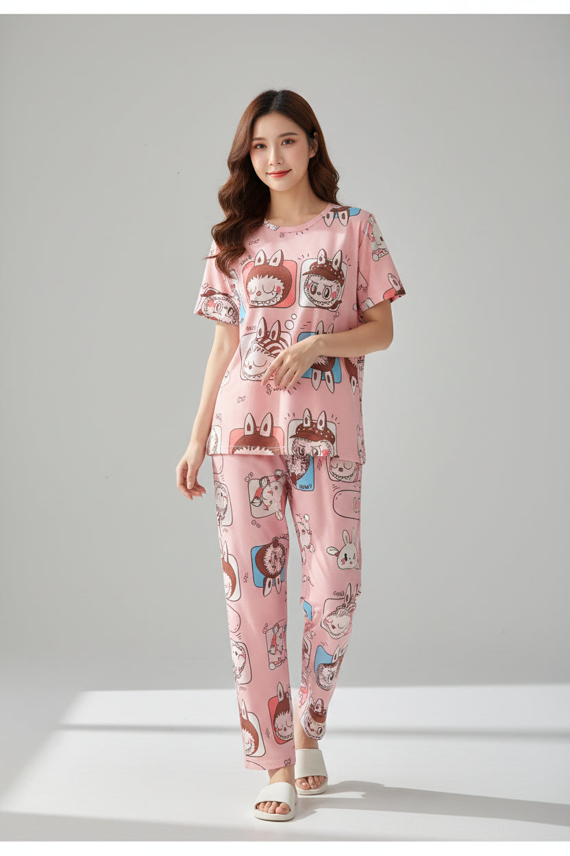 Set Pijama Bunny Pop Pink – Polo + Short + Pantalón