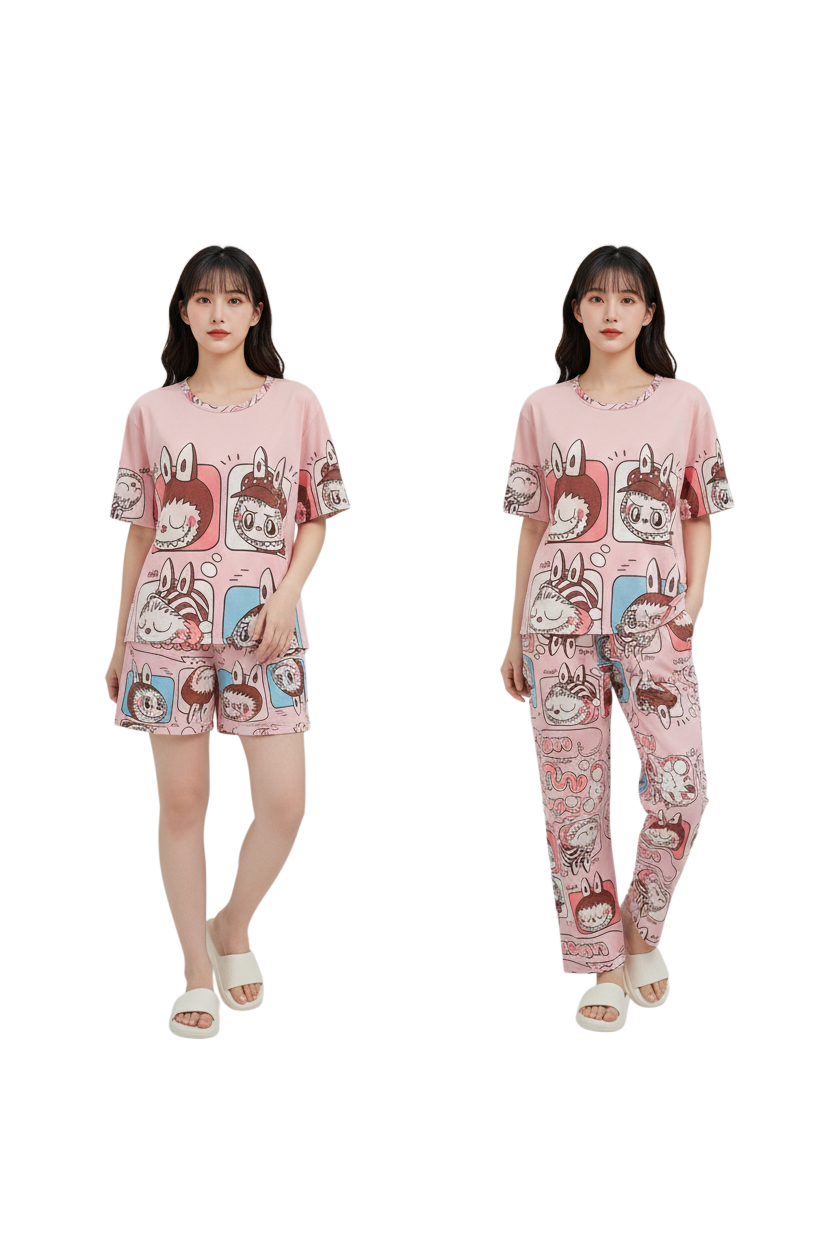 Set Pijama Bunny Pop Pink – Polo + Short + Pantalón