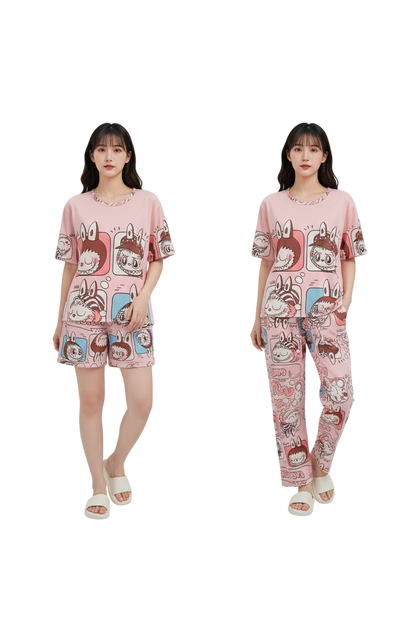 Set Pijama Bunny Pop Pink – Polo + Short + Pantalón
